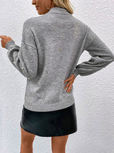 Long sleeve solid color pearl beaded loose pullover sweater